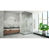 DreamLine SHEN-6134482-07 Enigma-XO 34 1/2 in. D x 44 3/8-48 3/8 in. W x 76 in. H Frameless Shower Enclosure in Brushed Stainless Steel
