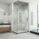 DreamLine SHEN-6134482-08 Enigma-XO 34 1/2 in. D x 44 3/8-48 3/8 in. W x 76 in. H Frameless Shower Enclosure in Polished Stainless Steel