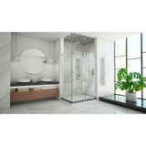 DreamLine SHEN-6134482-08 Enigma-XO 34 1/2 in. D x 44 3/8-48 3/8 in. W x 76 in. H Frameless Shower Enclosure in Polished Stainless Steel