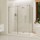 DreamLine SHEN-6434600-08 Enigma Air 34 3/4 in. D x 60 3/8 in. W x 76 in. H Frameless Sliding Shower Enclosure in Polished Stainless Steel