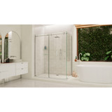 DreamLine SHEN-6434600-08 Enigma Air 34 3/4 in. D x 60 3/8 in. W x 76 in. H Frameless Sliding Shower Enclosure in Polished Stainless Steel