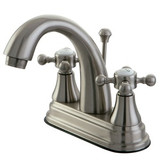 Kingston Brass Two Handle 4" Centerset Lavatory Faucet with Brass Pop-Up Drain - Brushed Nickel KS7618BX