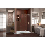 DreamLine DL-6520R-04CL Aqua Ultra 30 in. D x 60 in. W x 74 3/4 in. H Frameless Shower Door in Brushed Nickel and Right Drain White Base Kit