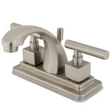 Kingston Brass Two Handle 4" Centerset Lavatory Faucet with Brass Pop-Up Drain - Brushed Nickel KS4648CQL