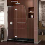 DreamLine DL-6522C-88-01 Aqua Ultra 34 in. D x 60 in. W x 74 3/4 in. H Frameless Shower Door in Chrome and Center Drain Black Base Kit