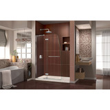 DreamLine DL-6522L-22-01 Aqua Ultra 34 in. D x 60 in. W x 74 3/4 in. H Frameless Shower Door in Chrome and Left Drain Biscuit Base Kit