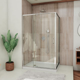 DreamLine DL-6719L-01CL Flex 36 in. D x 48 in. W x 74 3/4 in. H Semi-Frameless Pivot Shower Enclosure in Chrome with Left Drain White Base Kit