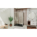 DreamLine DL-6719L-88-01 Flex 36 in. D x 48 in. W x 74 3/4 in. H Semi-Frameless Pivot Shower Enclosure in Chrome with Left Drain Black Base Kit