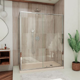 DreamLine DL-6719R-22-01 Flex 36 in. D x 48 in. W x 74 3/4 in. H Semi-Frameless Pivot Shower Enclosure in Chrome and Right Drain Biscuit Base Kit