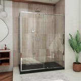 DreamLine DL-6719R-88-01 Flex 36 in. D x 48 in. W x 74 3/4 in. H Semi-Frameless Pivot Shower Enclosure in Chrome with Right Drain Black Base Kit