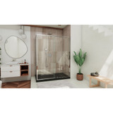 DreamLine DL-6719R-88-01 Flex 36 in. D x 48 in. W x 74 3/4 in. H Semi-Frameless Pivot Shower Enclosure in Chrome with Right Drain Black Base Kit