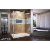 DreamLine DL-6720R-22-01 Flex 36 in. D x 60 in. W x 74 3/4 in. H Semi-Frameless Pivot Shower Enclosure in Chrome and Right Drain Biscuit Base Kit
