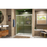 DreamLine DL-6950L-04CL Duet 30 in. D x 60 in. W x 74 3/4 in. H Semi-Frameless Bypass Shower Door in Brushed Nickel and Left Drain White Base