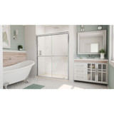 DreamLine DL-6952C-22-04 Duet 34 in. D x 60 in. W x 74 3/4 in. H Semi-Frameless Bypass Shower Door in Brushed Nickel, Center Drain Biscuit Base