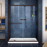 DreamLine DL-6970L-06CL Infinity-Z 30 in. D x 60 in. W x 74 3/4 in. H Clear Sliding Shower Door in Oil Rubbed Bronze and Left Drain White Base