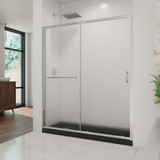 DreamLine DL-6970L-88-01F Infinity-Z 30 in. D x 60 in. W x 74 3/4 in. H Frosted Sliding Shower Door in Chrome and Left Drain Black Base