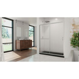 DreamLine DL-6970L-88-01F Infinity-Z 30 in. D x 60 in. W x 74 3/4 in. H Frosted Sliding Shower Door in Chrome and Left Drain Black Base