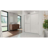 DreamLine DL-6971R-01FR Infinity-Z 32 in. D x 60 in. W x 74 3/4 in. H Frosted Sliding Shower Door in Chrome and Right Drain White Base