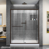 DreamLine DL-6973C-06CL Infinity-Z 36 in. D x 60 in. W x 74 3/4 in. H Clear Sliding Shower Door in Oil Rubbed Bronze and Center Drain White Base