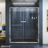 DreamLine DL-6973C-88-01 Infinity-Z 36 in. D x 60 in. W x 74 3/4 in. H Clear Sliding Shower Door in Chrome and Center Drain Black Base