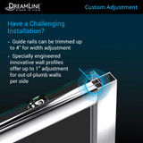 DreamLine DL-6973C-88-01F Infinity-Z 36 in. D x 60 in. W x 74 3/4 in. H Frosted Sliding Shower Door in Chrome and Center Drain Black Base