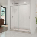 DreamLine DL-6973L-22-01 Infinity-Z 36 in. D x 60 in. W x 74 3/4 in. H Clear Sliding Shower Door in Chrome and Left Drain Biscuit Base