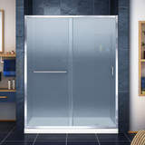 DreamLine DL-6973R-01FR Infinity-Z 36 in. D x 60 in. W x 74 3/4 in. H Frosted Sliding Shower Door in Chrome and Right Drain White Base