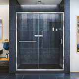 DreamLine DL-6974C-88-01 Infinity-Z 32 in. D x 54 in. W x 74 3/4 in. H Clear Sliding Shower Door in Chrome and Center Drain Black Base
