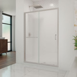 DreamLine DL-6975C-04FR Infinity-Z 36 in. D x 48 in. W x 74 3/4 in. H Frosted Sliding Shower Door in Brushed Nickel and Center Drain White Base
