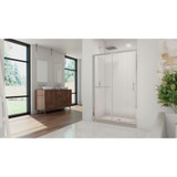 DreamLine DL-6975C-22-01 Infinity-Z 36 in. D x 48 in. W x 74 3/4 in. H Clear Sliding Shower Door in Chrome and Center Drain Biscuit Base