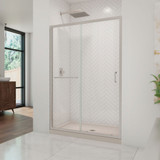 DreamLine DL-6975C-22-04 Infinity-Z 36 in. D x 48 in. W x 74 3/4 in. H Clear Sliding Shower Door in Brushed Nickel and Center Drain Biscuit Base