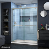 DreamLine DL-7003C-22-04 Encore 32 in. D x 54 in. W x 78 3/4 in. H Bypass Shower Door in Brushed Nickel and Center Drain Biscuit Base Kit