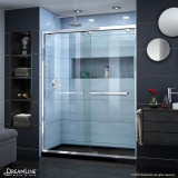 DreamLine DL-7003C-88-01 Encore 32 in. D x 54 in. W x 78 3/4 in. H Bypass Shower Door in Chrome and Center Drain Black Base Kit