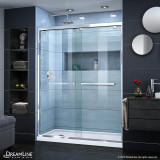 DreamLine DL-7004L-01 Encore 30 in. D x 60 in. W x 78 3/4 in. H Bypass Shower Door in Chrome and Left Drain White Base Kit