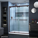 DreamLine DL-7005L-06 Encore 32 in. D x 60 in. W x 78 3/4 in. H Bypass Shower Door in Oil Rubbed Bronze and Left Drain White Base Kit