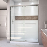 DreamLine DL-7006C-04 Encore 34 in. D x 60 in. W x 78 3/4 in. H Bypass Shower Door in Brushed Nickel and Center Drain White Base Kit