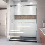 DreamLine DL-7007C-88-01 Encore 36 in. D x 60 in. W x 78 3/4 in. H Bypass Shower Door in Chrome and Center Drain Black Base Kit