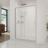 DreamLine DL-6107C-04CL Infinity-Z 36 in. D x 48 in. W x 76 3/4 in. H Clear Sliding Shower Door in Brushed Nickel, Center Drain and Backwalls