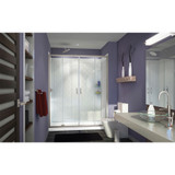 DreamLine DL-6113L-04CL Visions 32 in. D x 60 in. W x 76 3/4 in. H Sliding Shower Door in Brushed Nickel with Left Drain White Base, Backwalls