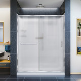 DreamLine DL-6116R-01FR Infinity-Z 30 in. D x 60 in. W x 76 3/4 in. H Frosted Sliding Shower Door in Chrome, Right Drain Base and Backwalls