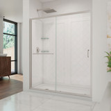 DreamLine DL-6117L-04CL Infinity-Z 32 in. D x 60 in. W x 76 3/4 in. H Clear Sliding Shower Door in Brushed Nickel, Left Drain Base and Backwalls