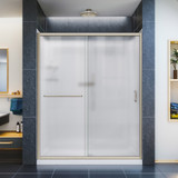 DreamLine DL-6117L-04FR Infinity-Z 32 in. D x 60 in. W x 76 3/4 in. H Frosted Sliding Shower Door in Brushed Nickel, Left Drain Base, Backwalls