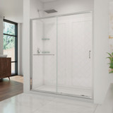 DreamLine DL-6117R-01CL Infinity-Z 32 in. D x 60 in. W x 76 3/4 in. H Clear Sliding Shower Door in Chrome, Right Drain Base and Backwalls