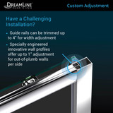 DreamLine DL-6119L-04FR Infinity-Z 36 in. D x 60 in. W x 76 3/4 in. H Frosted Sliding Shower Door in Brushed Nickel, Left Drain Base, Backwalls