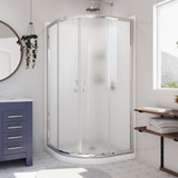 DreamLine DL-6154-01FR Prime 38 in. D x 38 in. W x 76 3/4 in. H Frosted Sliding Shower Enclosure in Chrome with White Acrylic Base and Backwall