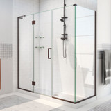 DreamLine E12322534-06 Unidoor-X 51 1/2 in. W x 34 3/8 in. D x 72 in. H Frameless Hinged Shower Enclosure in Oil Rubbed Bronze
