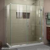 DreamLine E12830534-01 Unidoor-X 64 1/2 in. W x 34 3/8 in. D x 72 in. H Frameless Hinged Shower Enclosure in Chrome