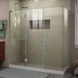 DreamLine E32322530L-04 Unidoor-X 69 1/2 in. W x 30 3/8 in. D x 72 in. H Frameless Hinged Shower Enclosure in Brushed Nickel