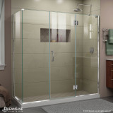 DreamLine E32322534R-01 Unidoor-X 69 1/2 in. W x 34 3/8 in. D x 72 in. H Frameless Hinged Shower Enclosure in Chrome