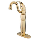 Kingston Brass Single Handle Vessel Sink Faucet with Optional Cover Plate - Polished Brass KB1422LL